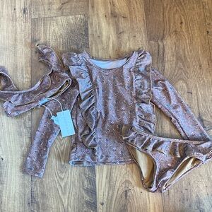 Jamie Kay Floral Kids Swim Set in Brown
